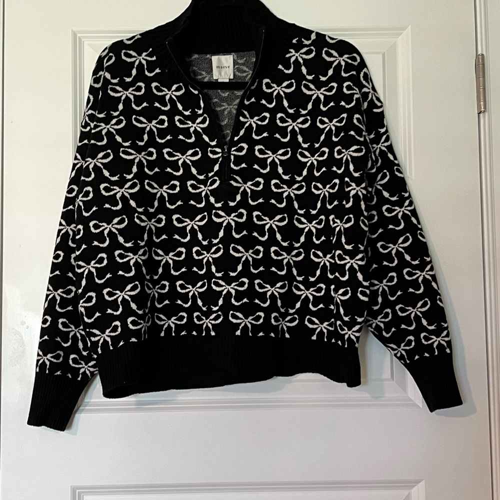 Maeve Black and White Knit Sweater